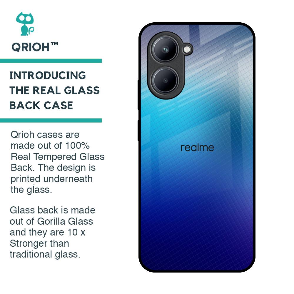 Blue Rhombus Pattern Glass Case for Realme C33