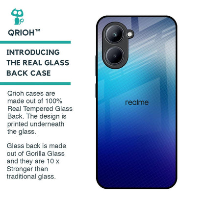 Blue Rhombus Pattern Glass Case for Realme C33