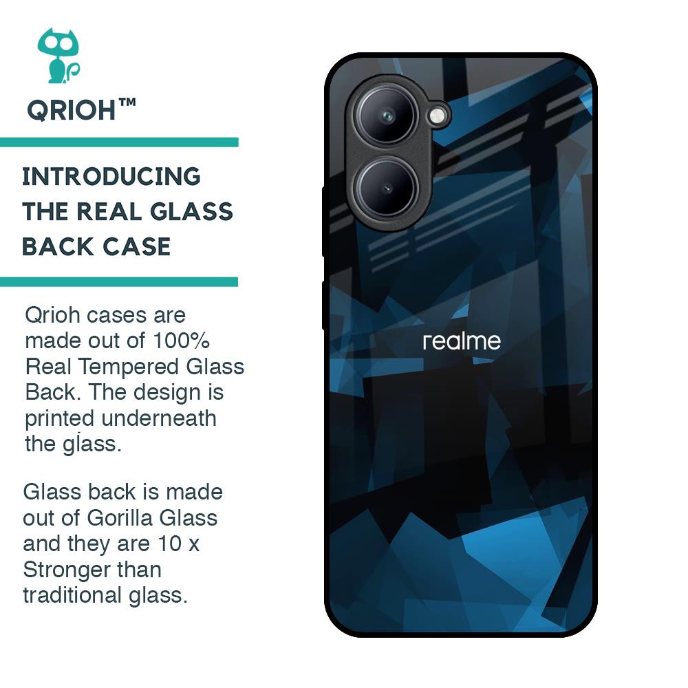 Polygonal Blue Box Glass Case For Realme C33