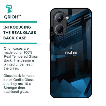 Polygonal Blue Box Glass Case For Realme C33