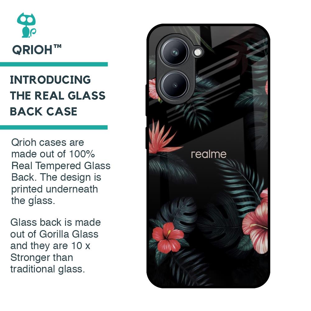 Tropical Art Flower Glass Case for Realme C33