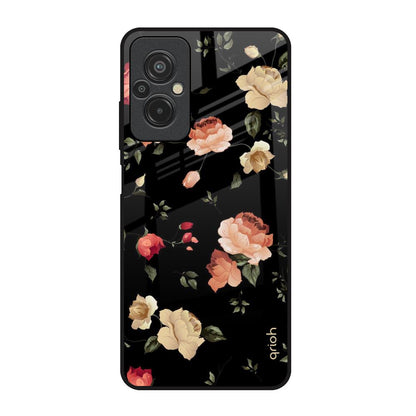 Black Spring Floral Redmi 11 Prime Glass Back Cover Online