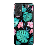 Tropical Leaves & Pink Flowers Redmi 11 Prime Glass Back Cover Online
