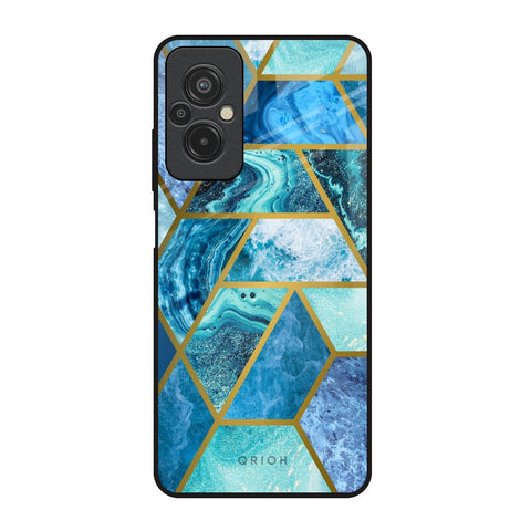 Turquoise Geometrical Marble Redmi 11 Prime Glass Back Cover Online