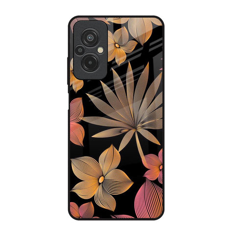 Lines Pattern Flowers Redmi 11 Prime Glass Back Cover Online