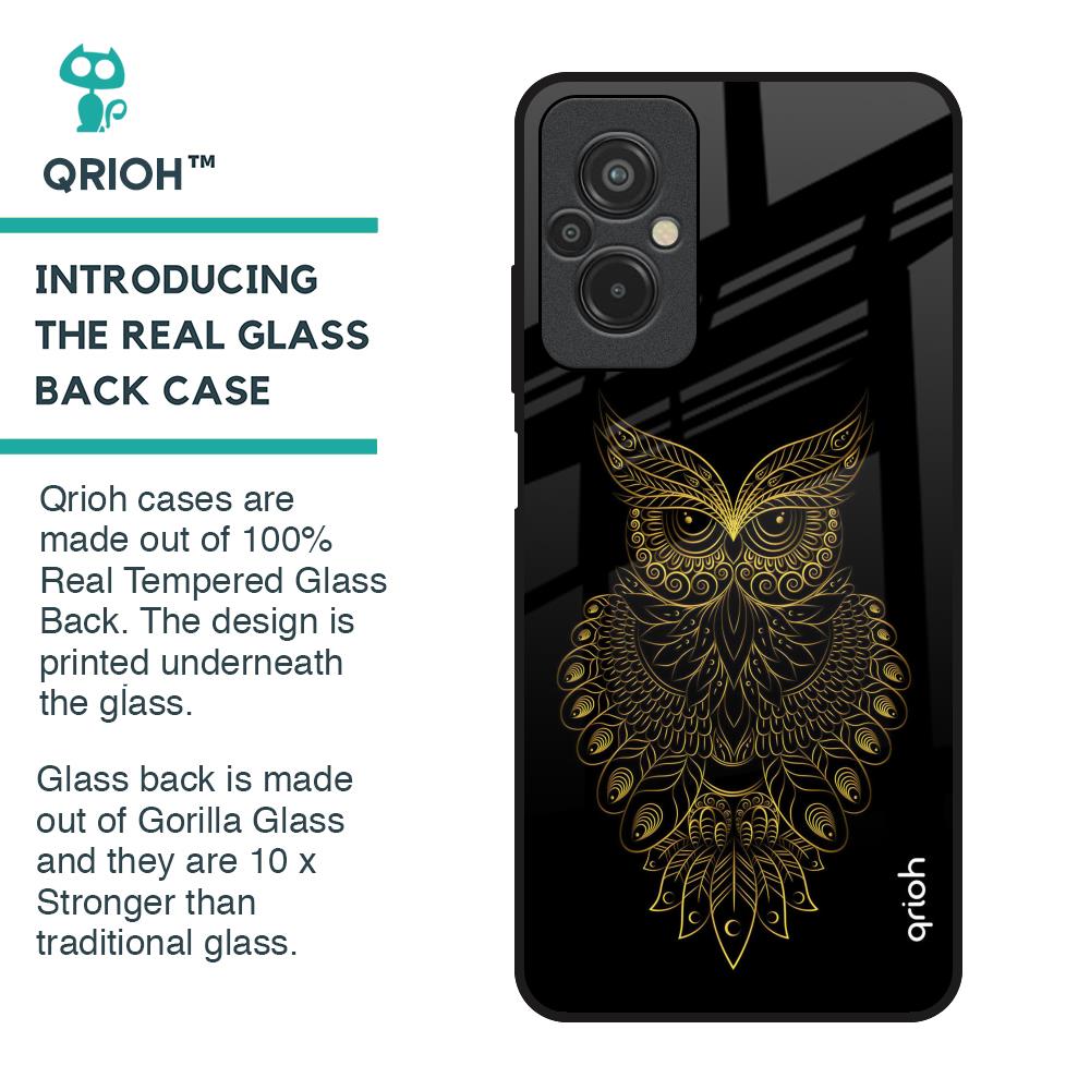 Golden Owl Glass Case for Redmi 11 Prime