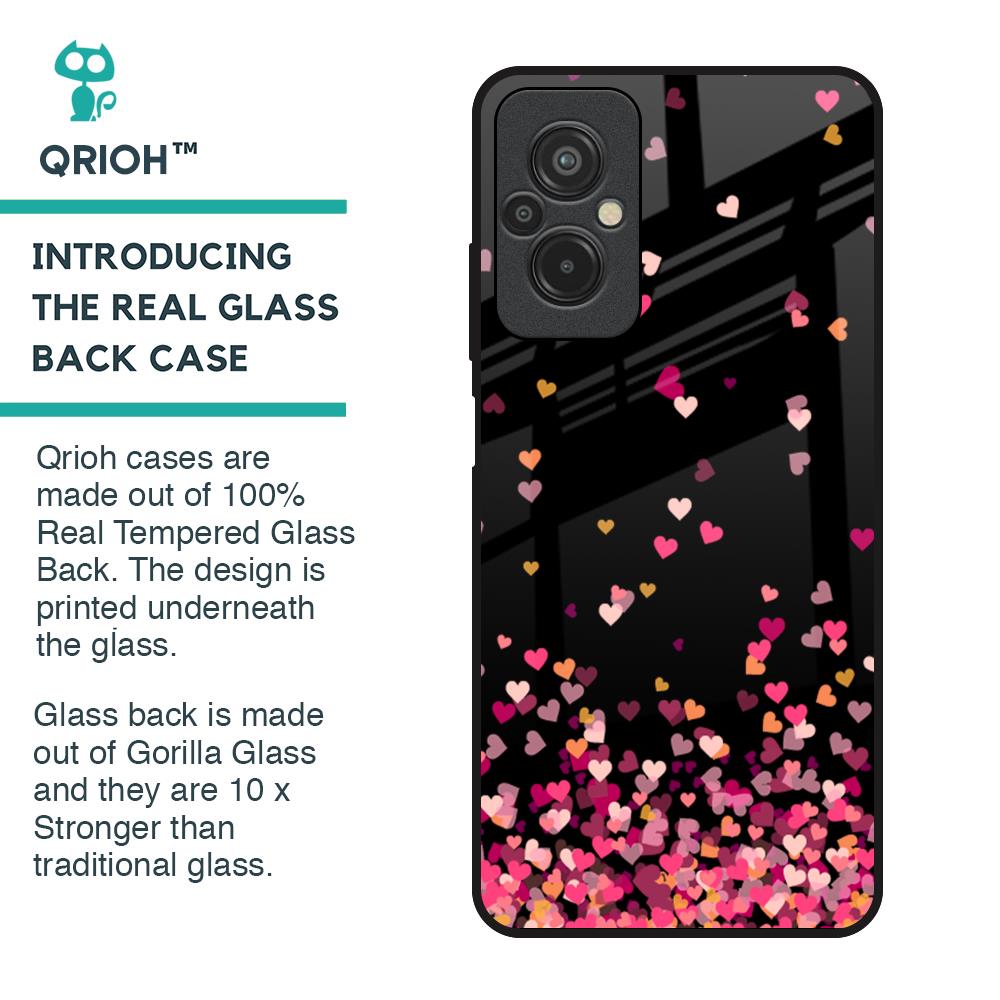 Heart Rain Fall Glass Case For Redmi 11 Prime