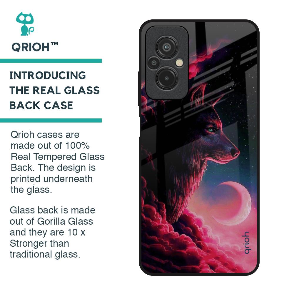 Moon Wolf Glass Case for Redmi 11 Prime