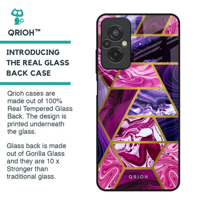 Electroplated Geometric Marble Glass Case for Redmi 11 Prime