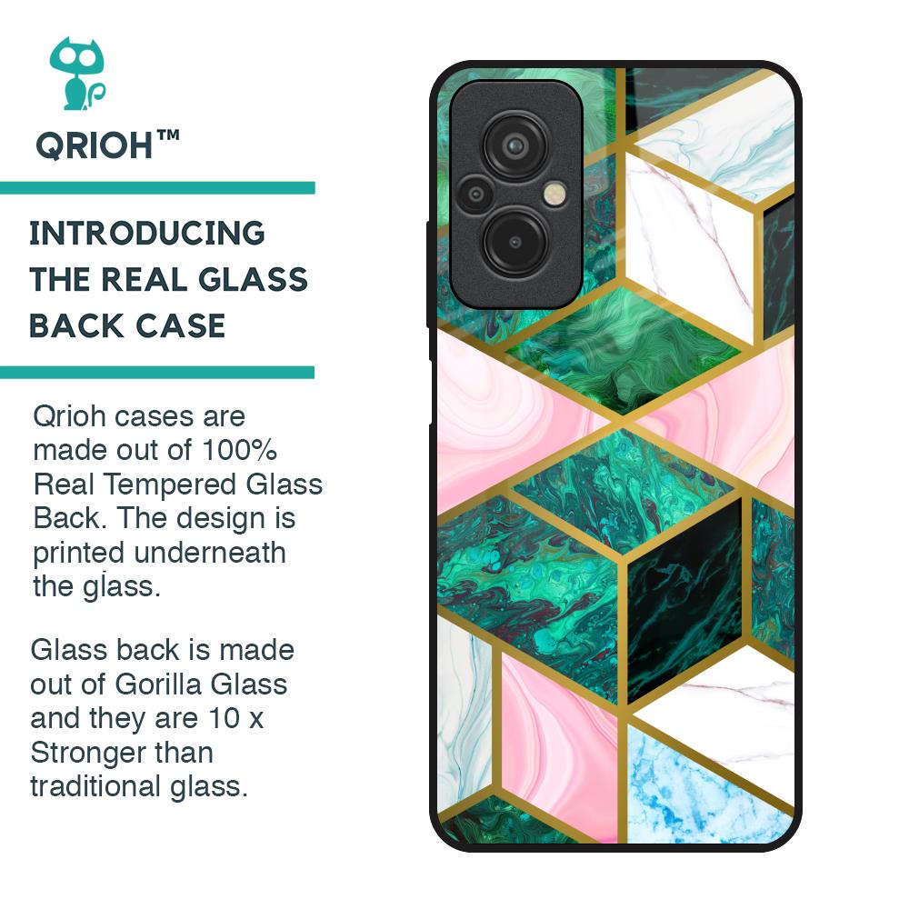 Seamless Green Marble Glass Case for Redmi 11 Prime