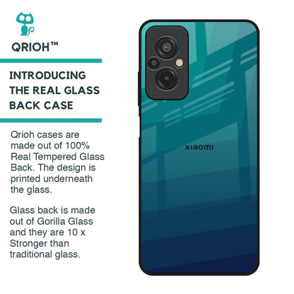 Green Triangle Pattern Glass Case for Redmi 11 Prime