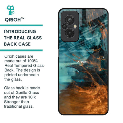 Golden Splash Glass Case for Redmi 11 Prime