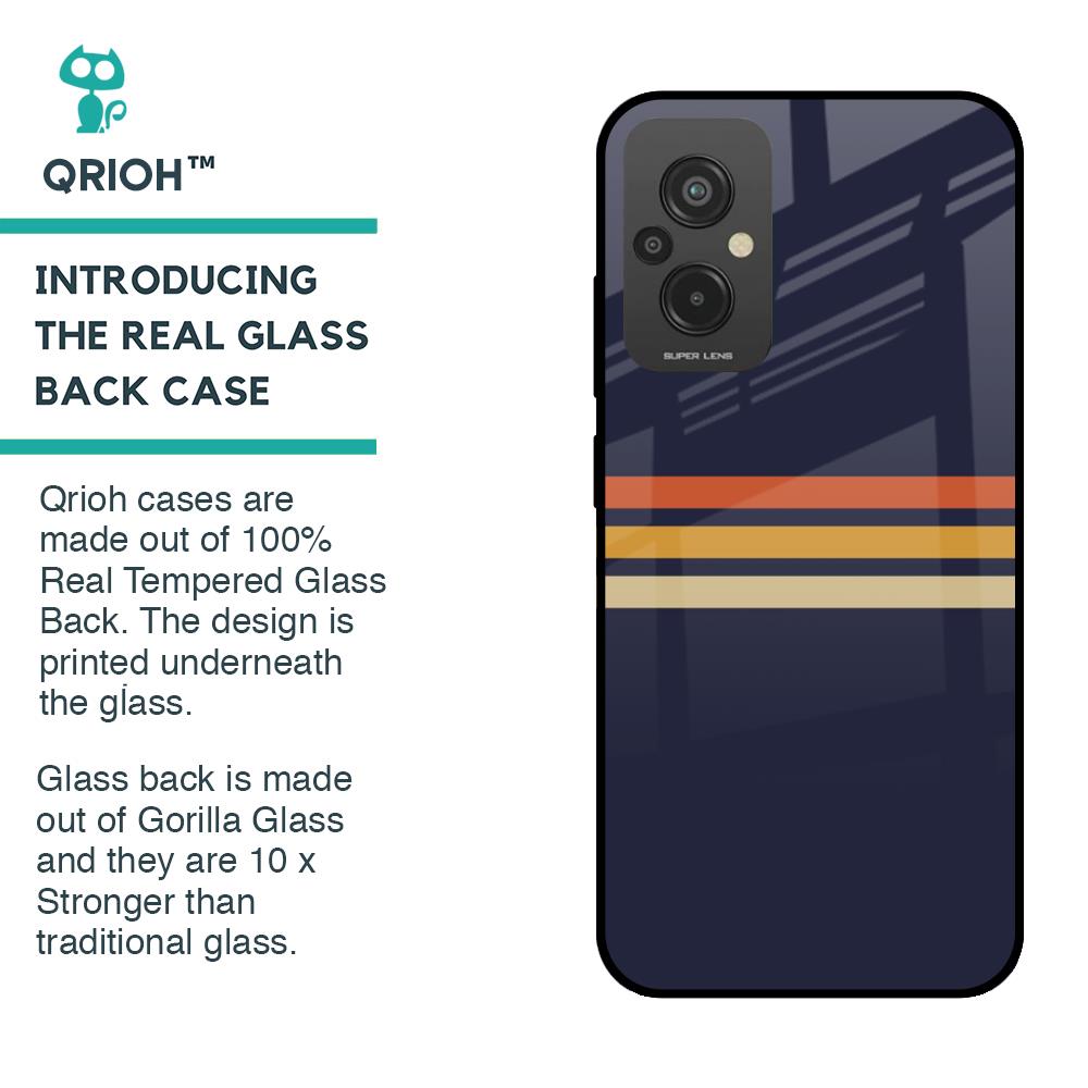 Tricolor Stripes Glass Case For Redmi 11 Prime