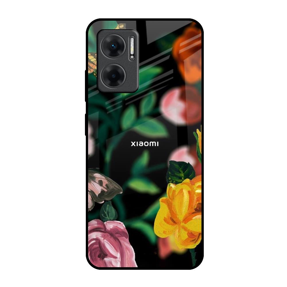Flowers & Butterfly Redmi 11 Prime 5G Glass Back Cover Online