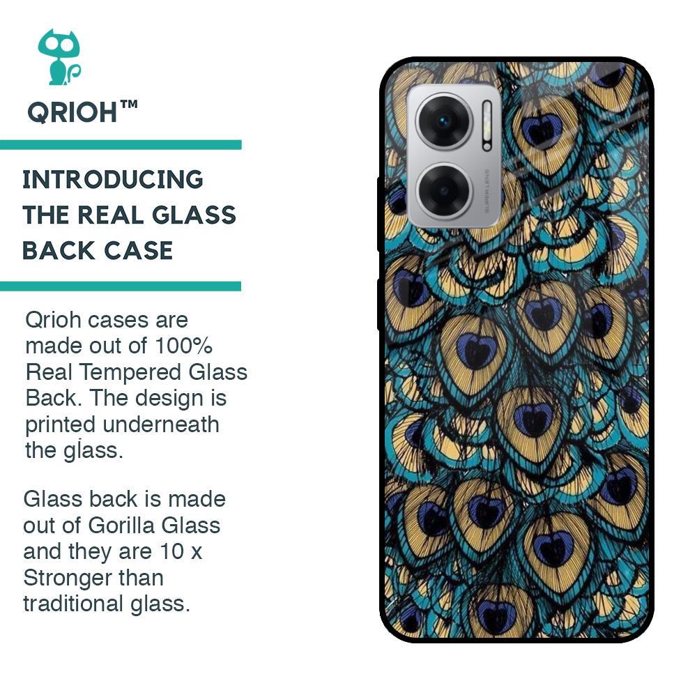 Peacock Feathers Glass case for Redmi 11 Prime 5G