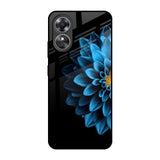 Half Blue Flower OPPO A17 Glass Back Cover Online