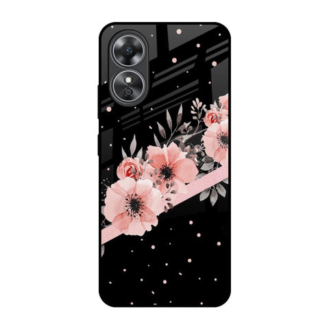 Floral Black Band OPPO A17 Glass Back Cover Online