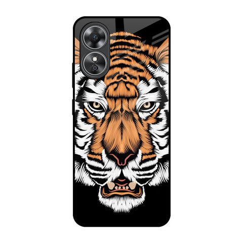 Angry Tiger OPPO A17 Glass Back Cover Online