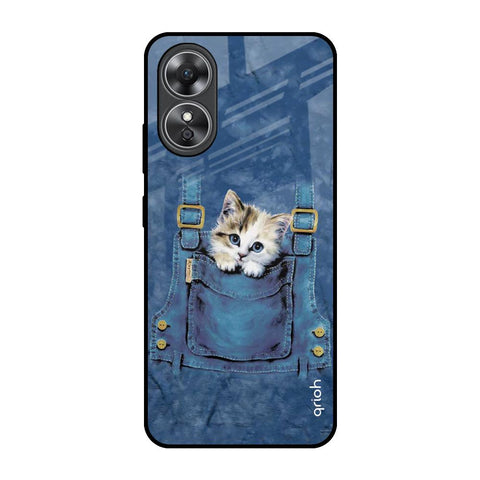 Kitty In Pocket OPPO A17 Glass Back Cover Online