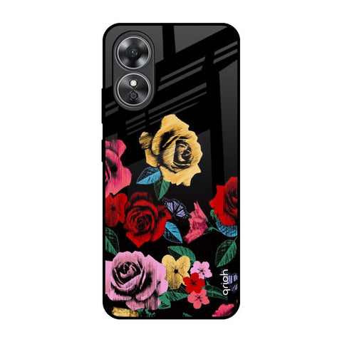 Floral Decorative OPPO A17 Glass Back Cover Online