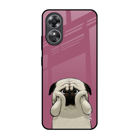 Funny Pug Face OPPO A17 Glass Back Cover Online