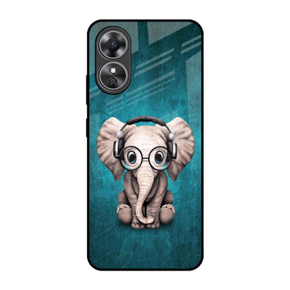 Adorable Baby Elephant OPPO A17 Glass Back Cover Online