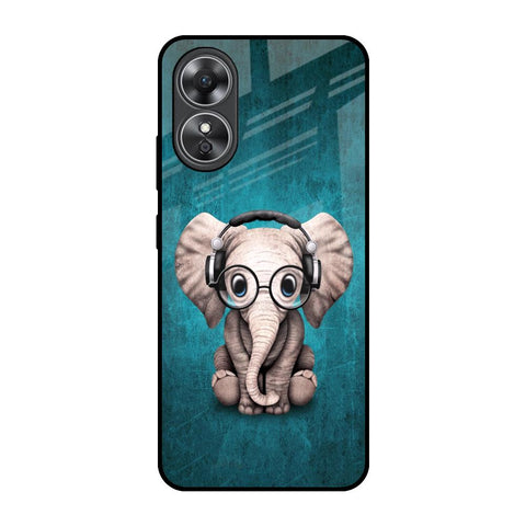 Adorable Baby Elephant OPPO A17 Glass Back Cover Online