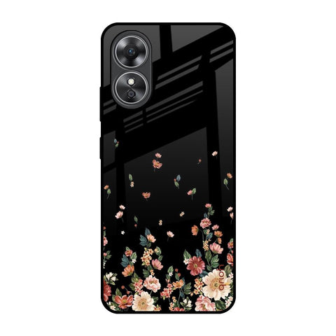 Floating Floral Print OPPO A17 Glass Back Cover Online