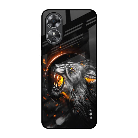 Aggressive Lion OPPO A17 Glass Back Cover Online