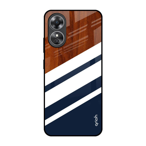 Bold Stripes OPPO A17 Glass Back Cover Online