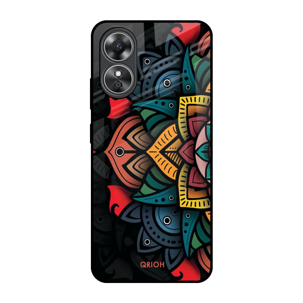 Retro Gorgeous Flower OPPO A17 Glass Back Cover Online