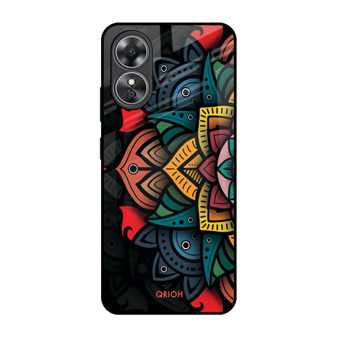 Retro Gorgeous Flower OPPO A17 Glass Back Cover Online