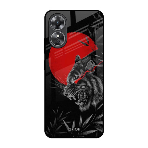 Red Moon Tiger OPPO A17 Glass Back Cover Online