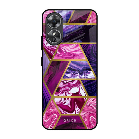 Electroplated Geometric Marble OPPO A17 Glass Back Cover Online