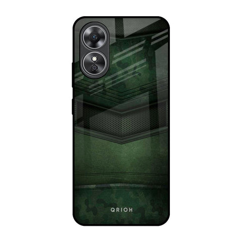 Green Leather OPPO A17 Glass Back Cover Online