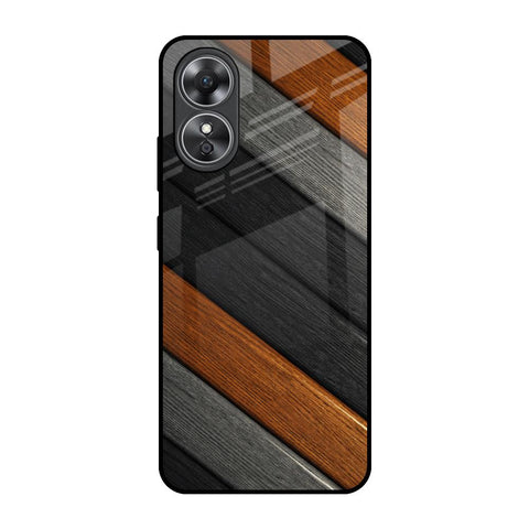 Tri Color Wood OPPO A17 Glass Back Cover Online