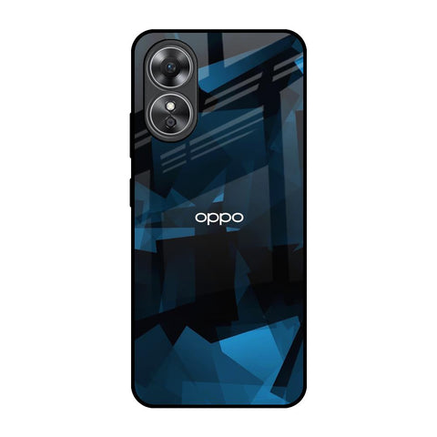 Polygonal Blue Box OPPO A17 Glass Back Cover Online
