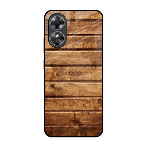 Wooden Planks OPPO A17 Glass Back Cover Online