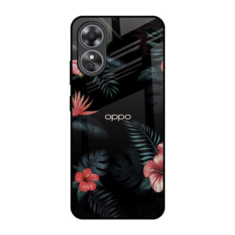 Tropical Art Flower OPPO A17 Glass Back Cover Online