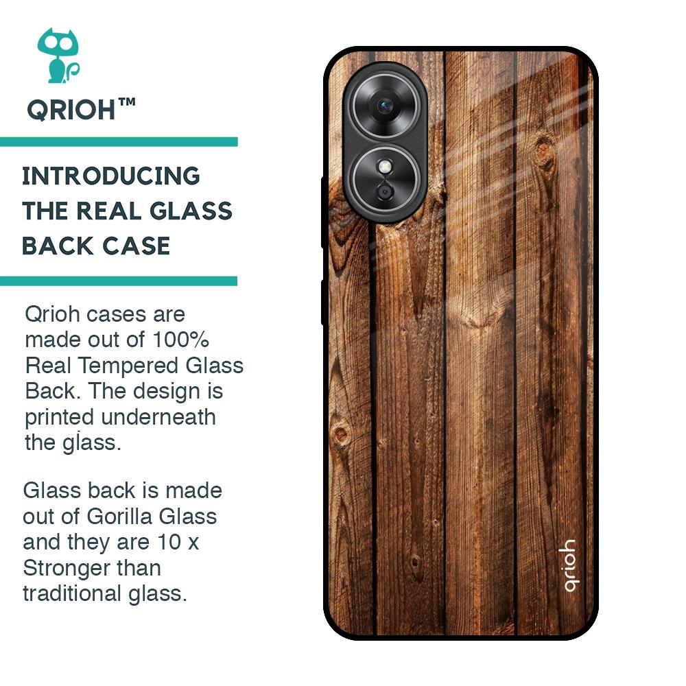 Timber Printed Glass Case for OPPO A17