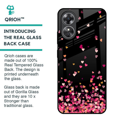 Heart Rain Fall Glass Case For OPPO A17