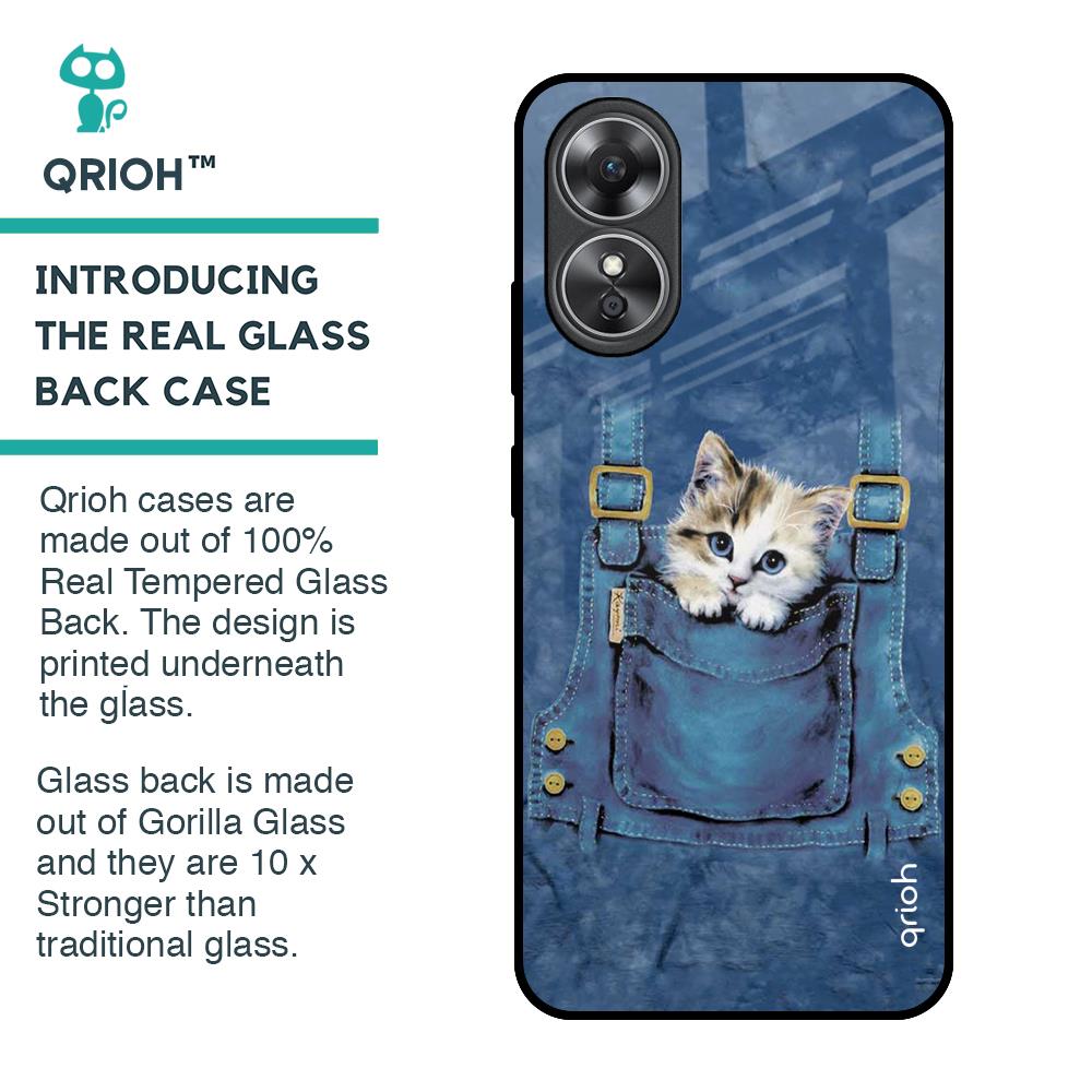 Kitty In Pocket Glass Case For OPPO A17