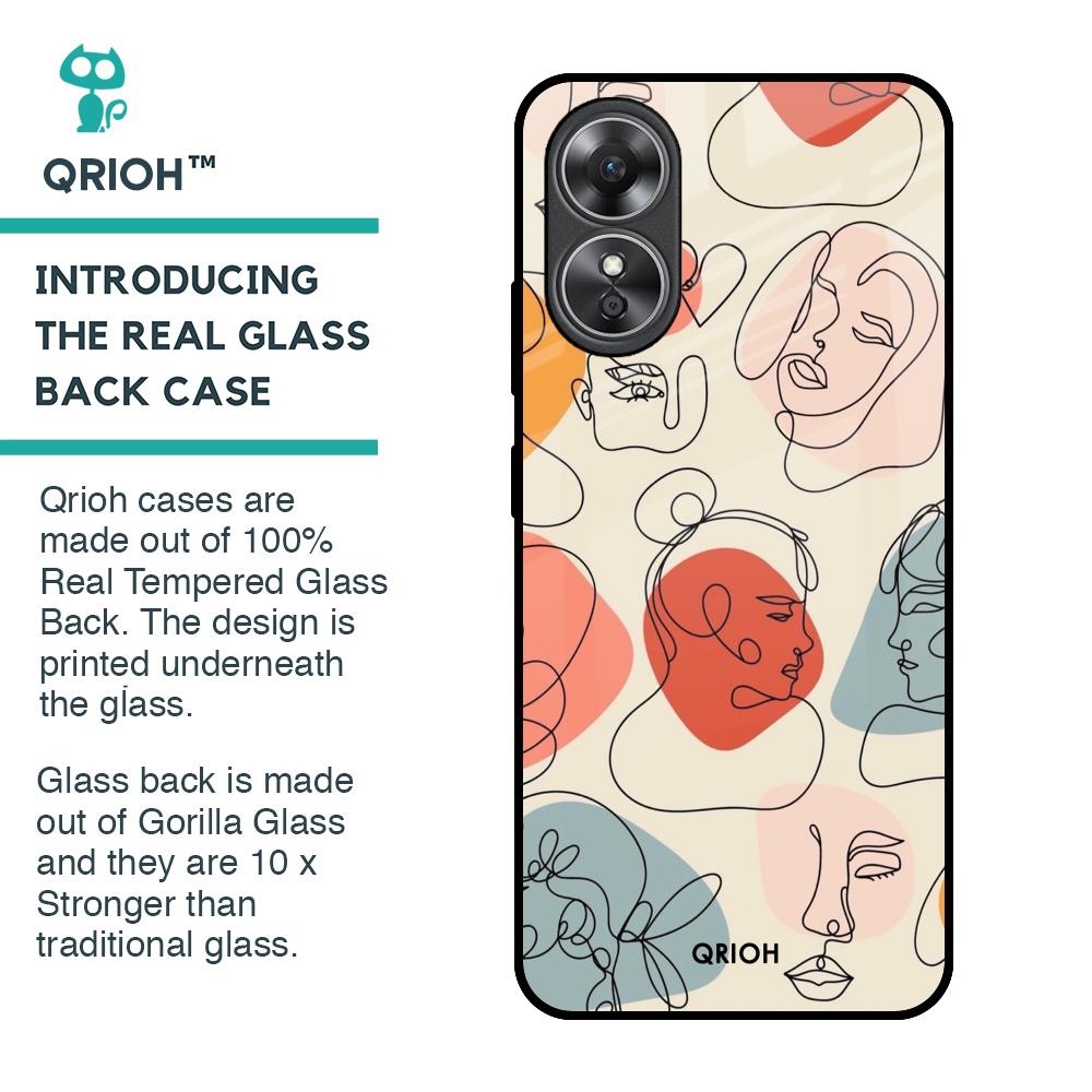 Abstract Faces Glass Case for OPPO A17