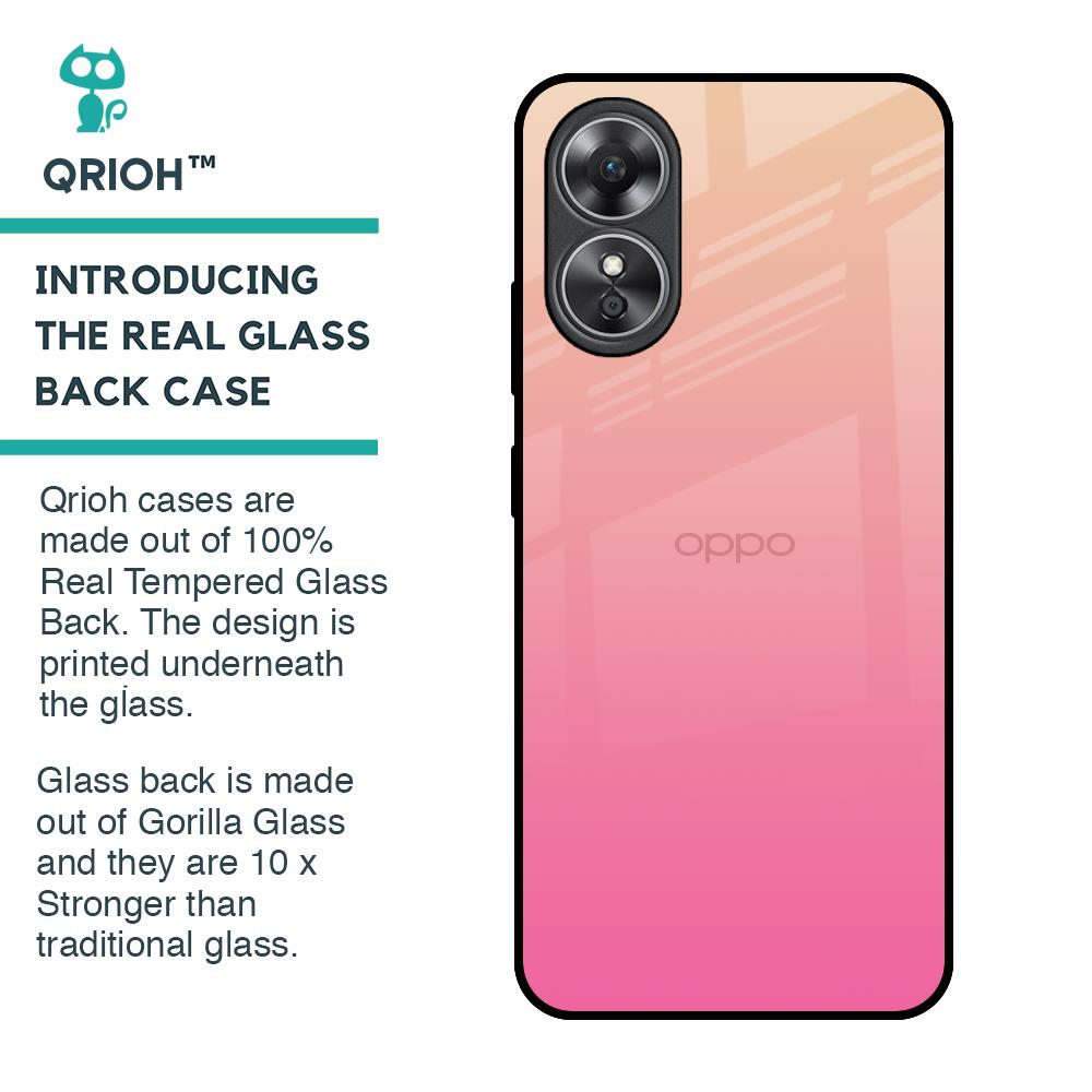 Pastel Pink Gradient Glass Case For OPPO A17