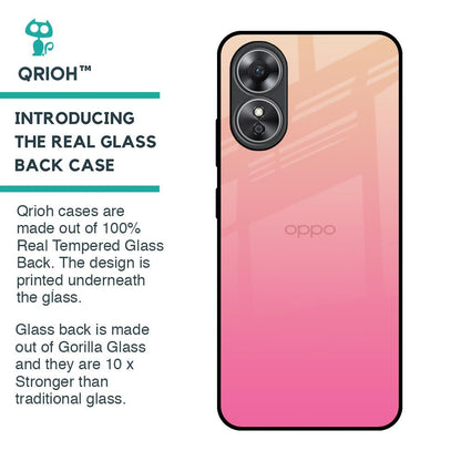 Pastel Pink Gradient Glass Case For OPPO A17