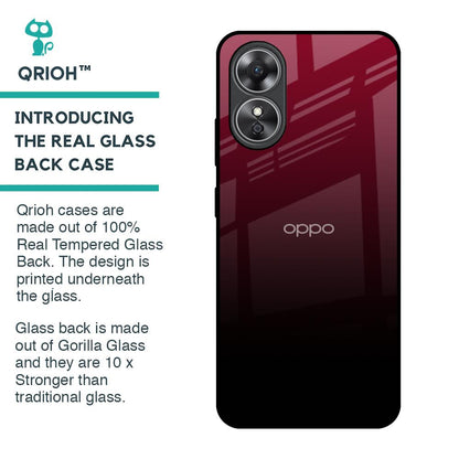 Wine Red Glass Case For OPPO A17