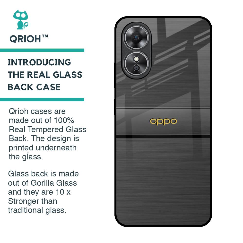 Grey Metallic Glass Case For OPPO A17