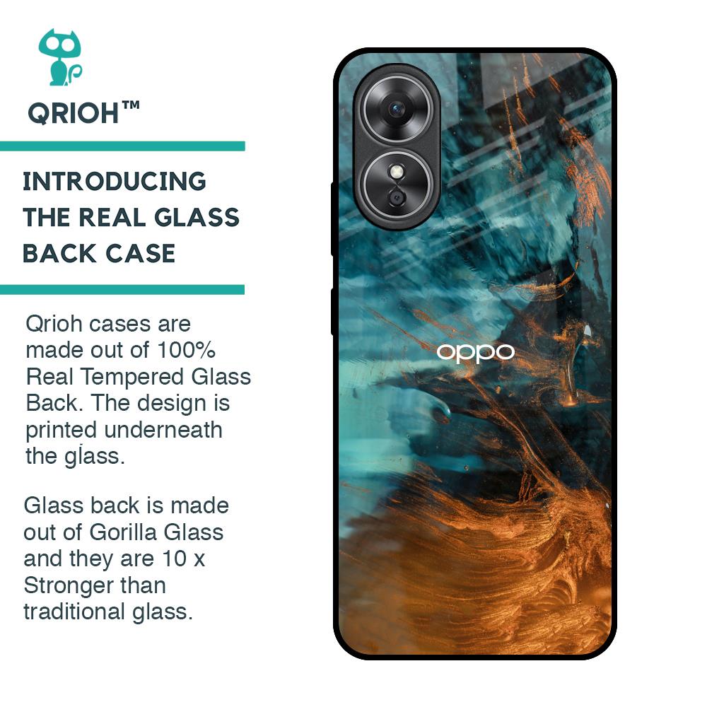 Golden Splash Glass Case for OPPO A17