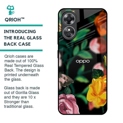 Flowers & Butterfly Glass Case for OPPO A17