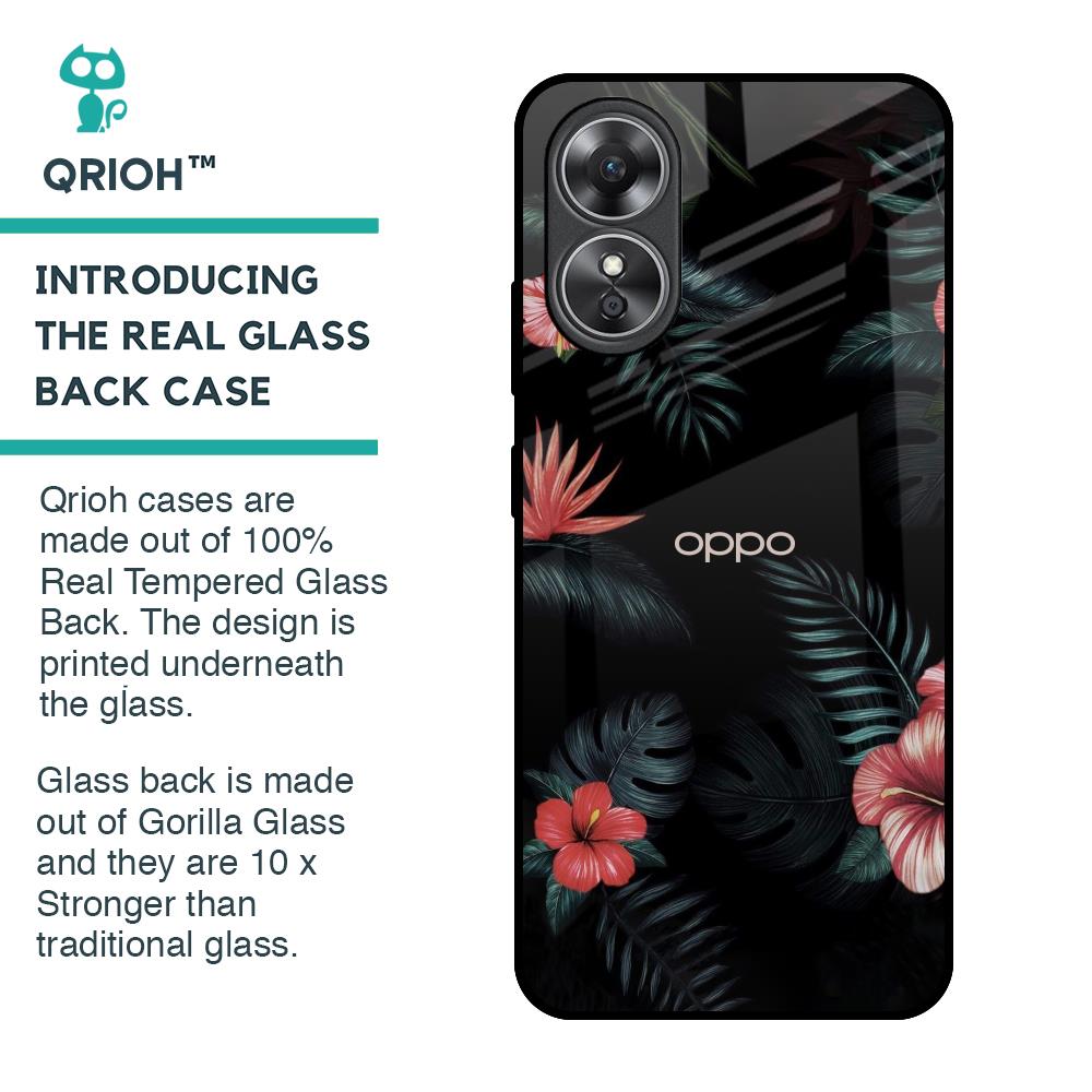 Tropical Art Flower Glass Case for OPPO A17